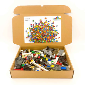 Cutie cu supliment creativ din piese Lego® vărsate