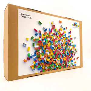 Cutie cu supliment creativ din piese Lego® vărsate